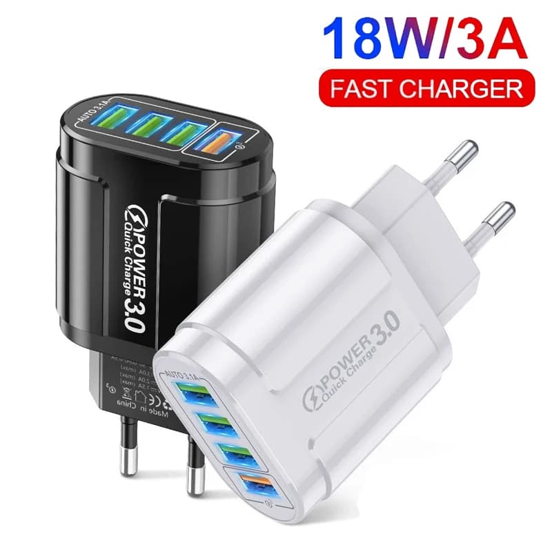 Caricatore USB con spina europea UE USA a ricarica rapida da 48 W Caricatore rapido a 4 porte Caricatore da viaggio per telefono cellulare USB 3.0 Adattatore universale 3A