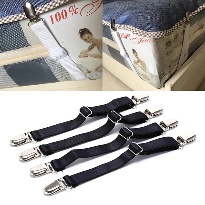 2 pezzi clip per lenzuolo regolabili lenzuola elastiche cintura antiscivolo materasso coperta cinghie di fissaggio tessuti organizzare gadget