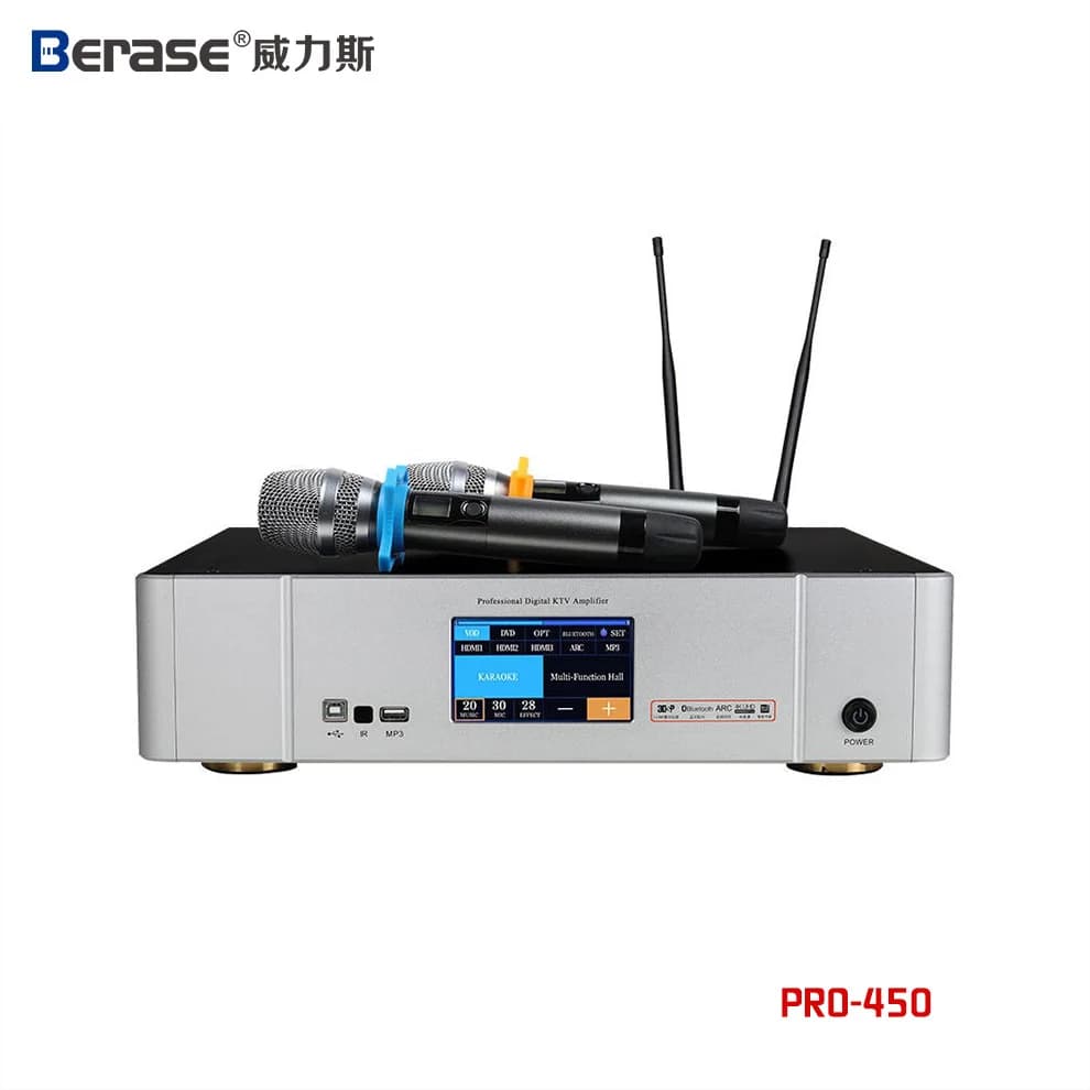Berase Sound System Stereo Power Amplifier Karaoke Machine Receivers & Amplifiers Home Amplifier Built-in UHF MIC BT USB MP3