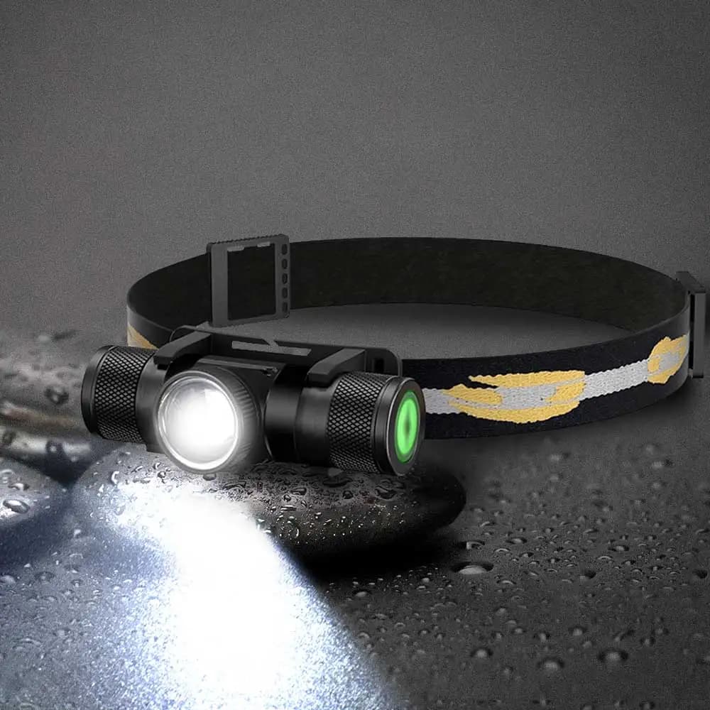 Lampada frontale a LED Zoomabile Potente faro Tipo C USB 18650 Display di alimentazione Torcia frontale Lampada da campeggio Flash Lanterna da pesca Luce