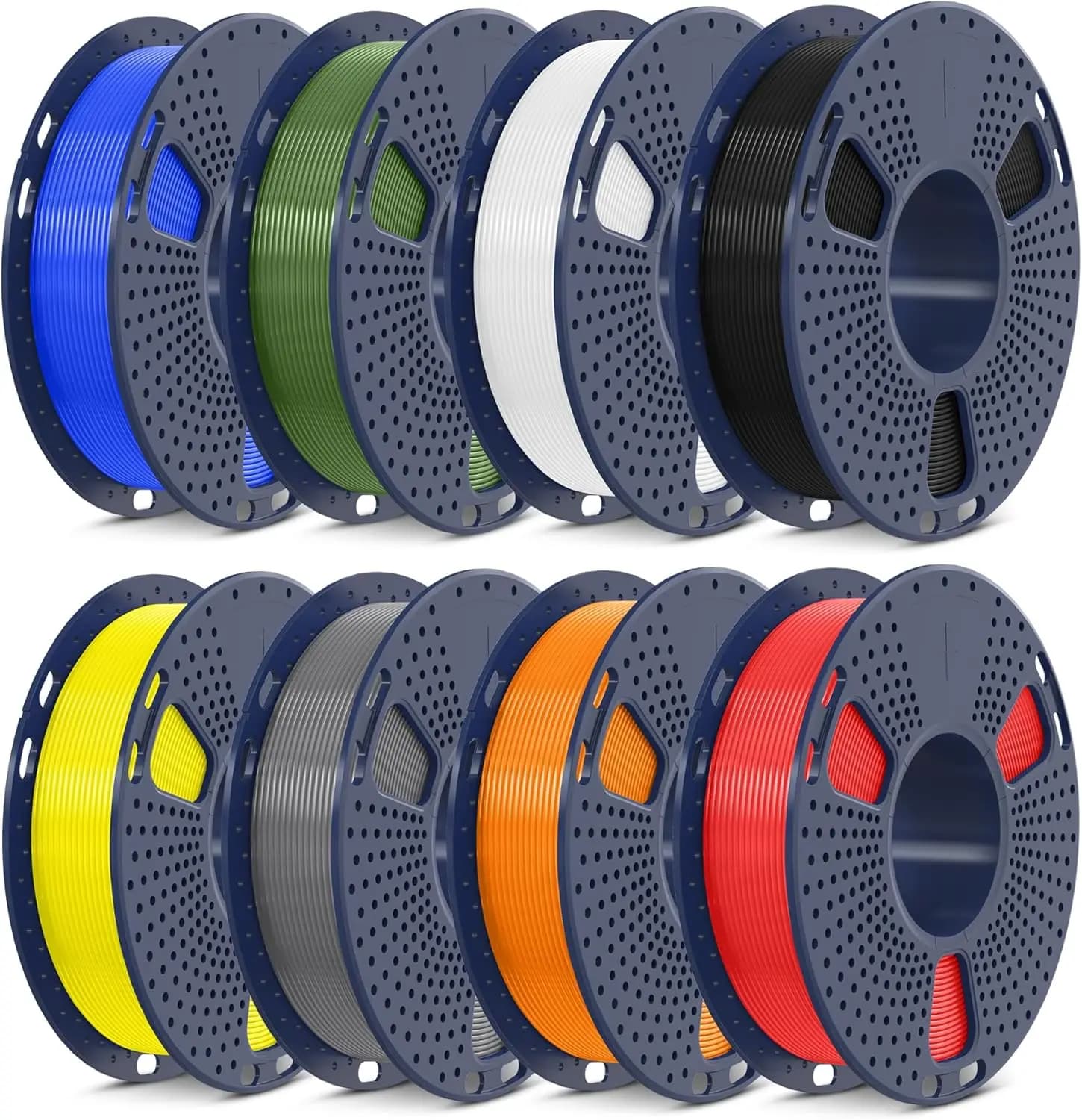 Multicolor PLA+ 2.0 3D Printer Filament Bundle, 8 Spools 0.25kg Each, 1.75mm, Neatly Wound, Fast Printing