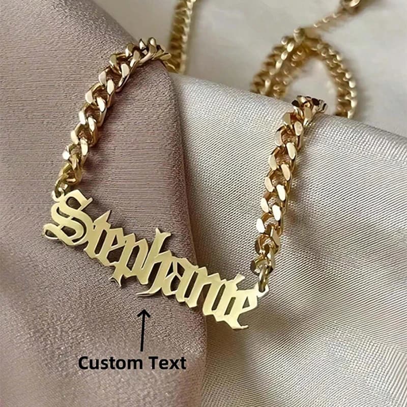 Custom Women's Name Necklace Daily Wear Personalized Chain Adjustable Necklace Length Stainless Steel Cuban Choker Birthday Gift