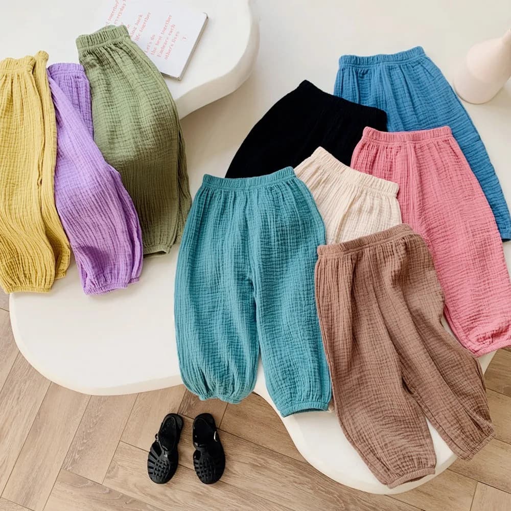 Mosquito-resistant pants spring summer casual wide pants for kids Solid color pants Outer clothing Versatile pants for boys girls