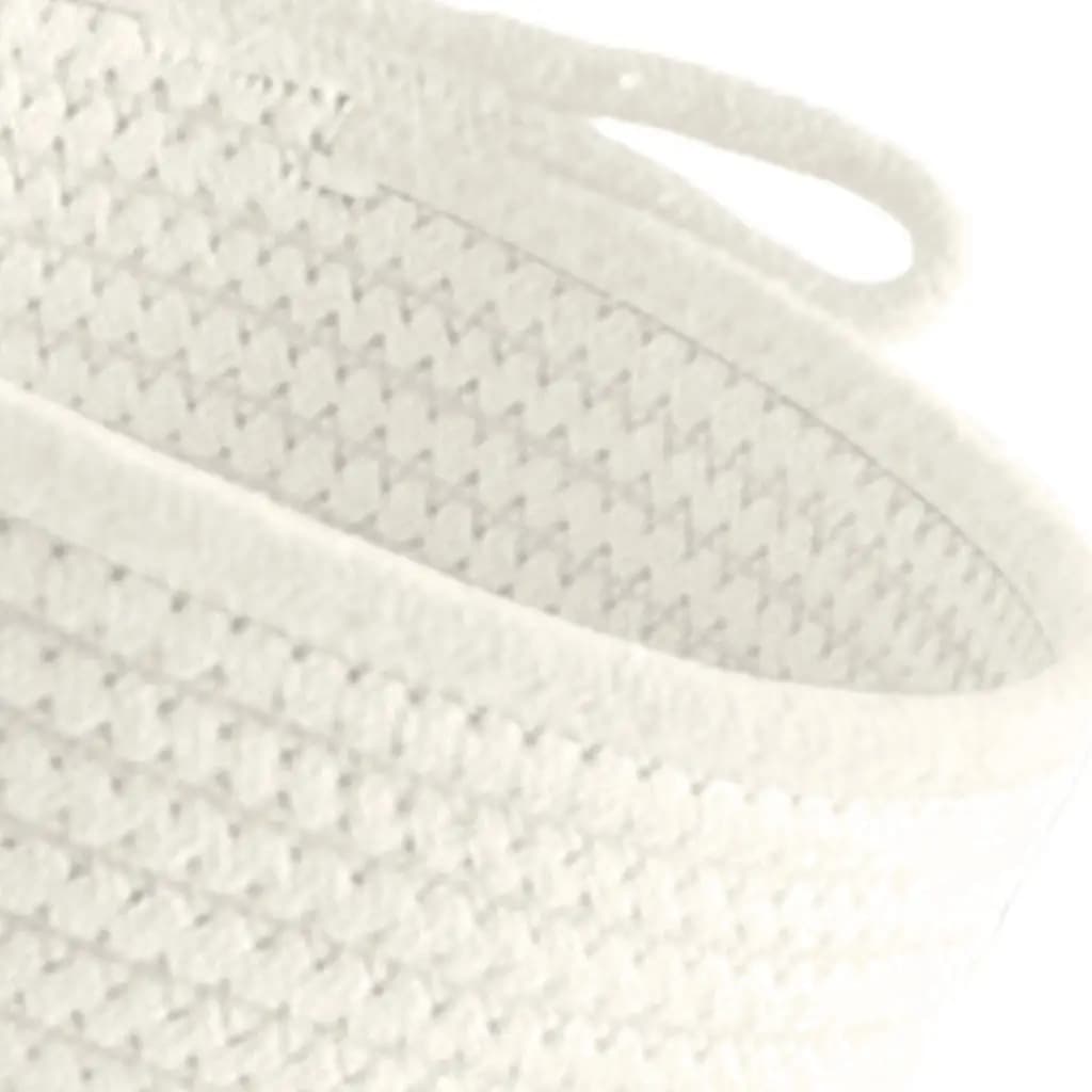 Small Basket Woven Cotton Rope Set Round Storage Bins Natural Fabric Organizer for Kitchen Shelf Toys