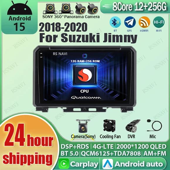 Android 15 Carplay Auto 2K Schermo Autoradio Lettore Video Multimediale Per Suzuki Jimny JB64 2018 - 2020 2din Autoradio Stereo GPS