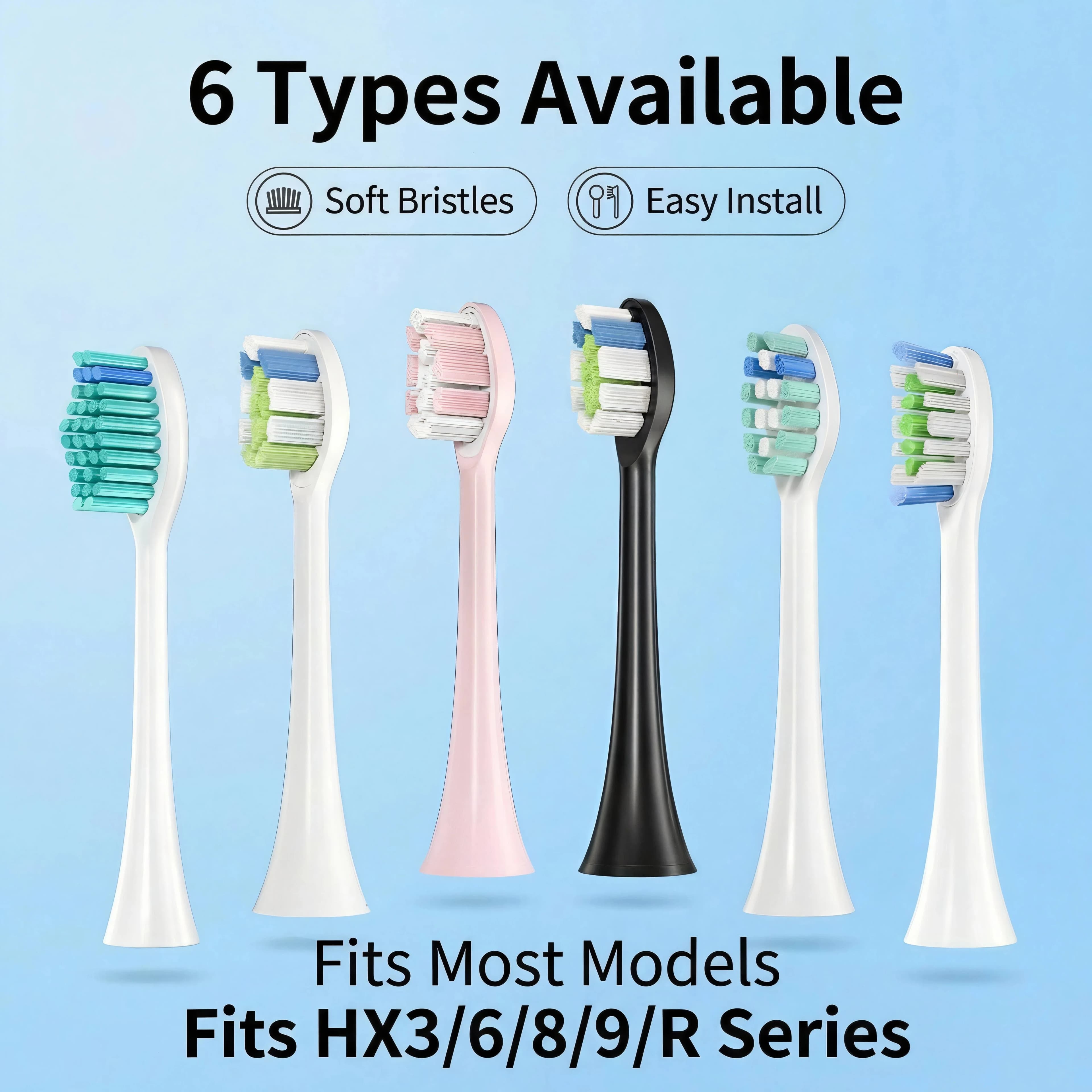 Replacement heads for toothbrush compatible with Philips Sonicare HX6511/9352 /6730 / 3216 /3226/3210/9362/6322 etc.