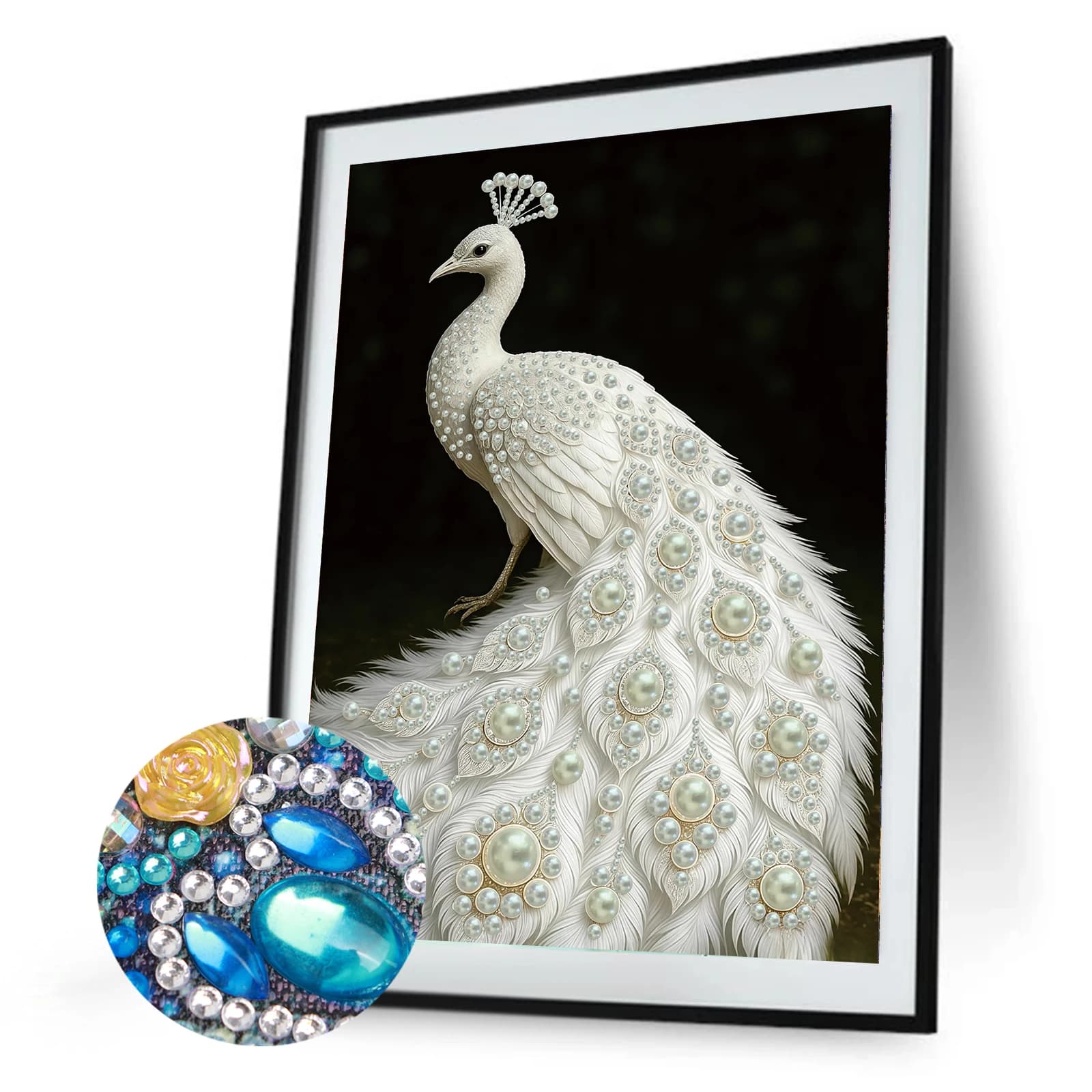 Peacock Special Shaped 5D DIY Partial Drill Pearl Diamond Art Kit Pearl Diamond Dots Painting Pearl Diamond Painting Kit 30x40cm