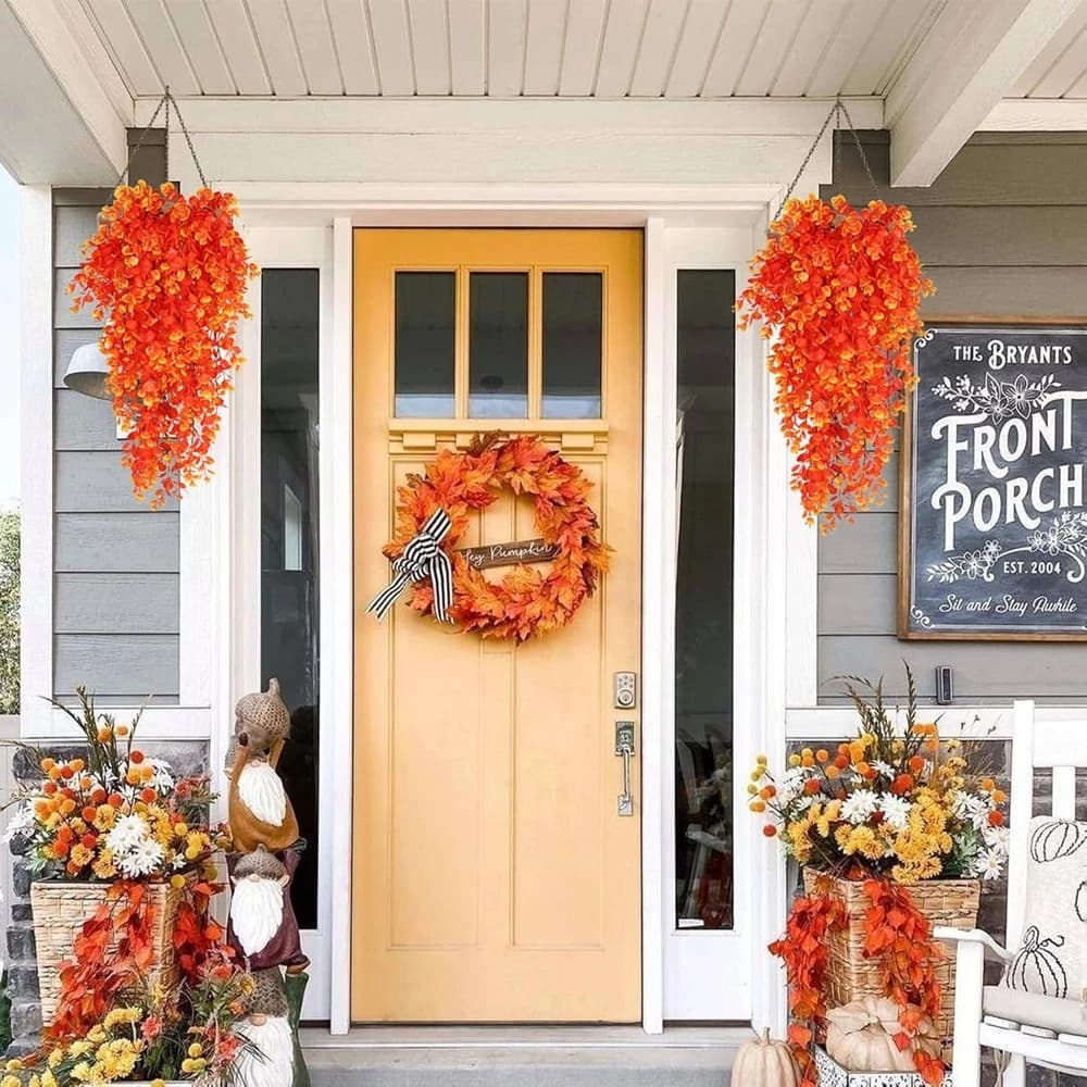 4Pcs HotSale Artificial Plastic Plants Home Room Autumn Decora Vine Wreath Wedding Arch Outdoor Garden Hanging Diy Gifts Props