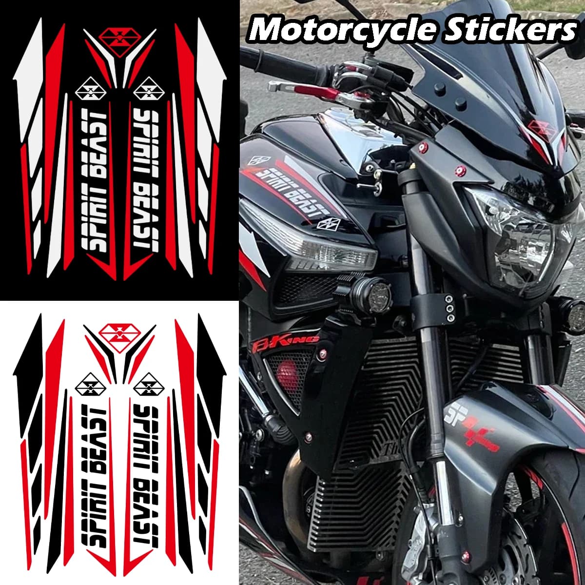1 SET riflettente testa del motociclo parabrezza casco moto serbatoio carburante corpo accessori in vinile fai da te decalcomanie per Honda Yamaha Aprilia BMW