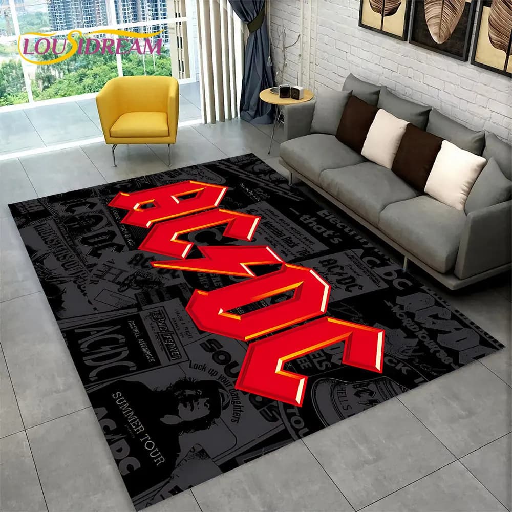 Tappeto grande AC/DC Rock Band, tappeto per la casa, soggiorno, camera da letto, divano, zerbino decorativo, tappetino antiscivolo per cucina, Alfombra