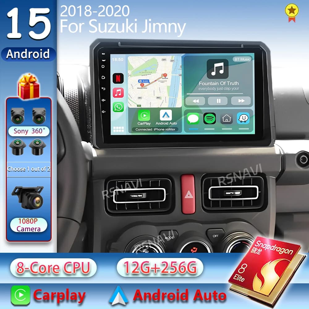 Android 15 Autoradio Per Suzuki Jimny 2018 2019 2020 Lettore Video Multimediale 4G di Navigazione GPS DSP 2Din DVD Stereo Carplay Auto