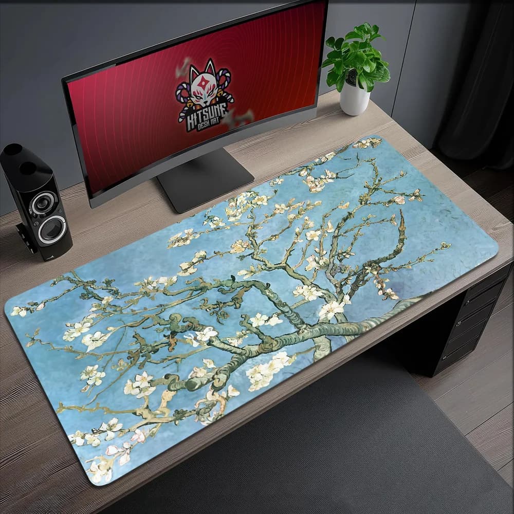 Tappetino Mouse Impressionism Pad, Antiscivolo con Bordo Cucito, per Artista, Ufficio, Studente, Gaming, Spesso, Grande, Stile G-Gogh, Tappetino da Scrittura/Cuscino