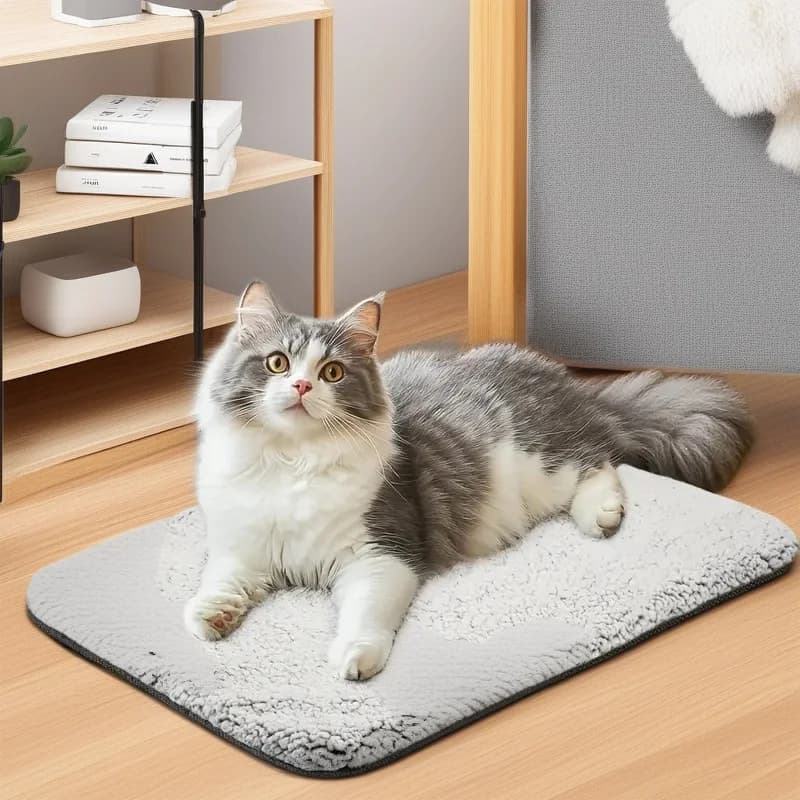 Tappetino per animali domestici e coperta riscaldante lavabile con strato centrale a pelo lungo per cani e gatti, accogliente arredamento per la casa, regalo invernale