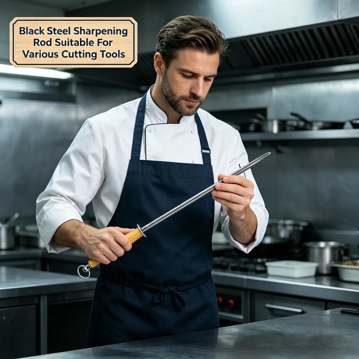 Bastoncino per Affilare Coltelli - Asta Professionale per Macellai, Ideale per Coltelli da Cucina e Lame Piccole, Strumento di Affilatura Compatto