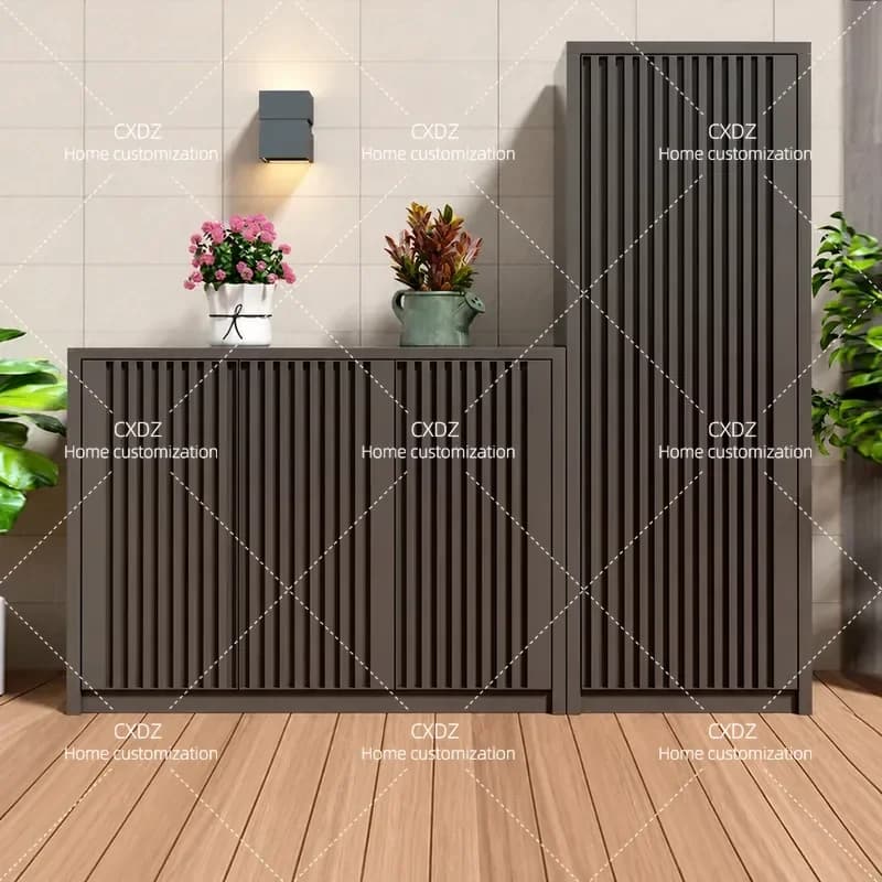 Aluminum Alloy Outdoor Locker Waterproof Sunscreen Shoe Cabinet Tool Storage for Balcony Garden Patio Terrace