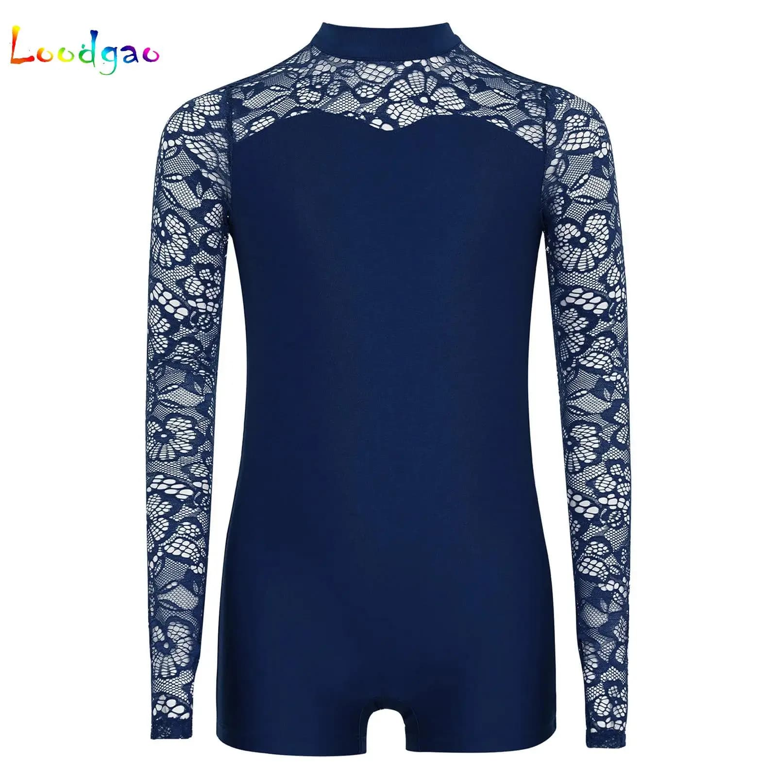 Gymnastics for girls with lace and long sleeves, short suit for parties, swimsuit for performances