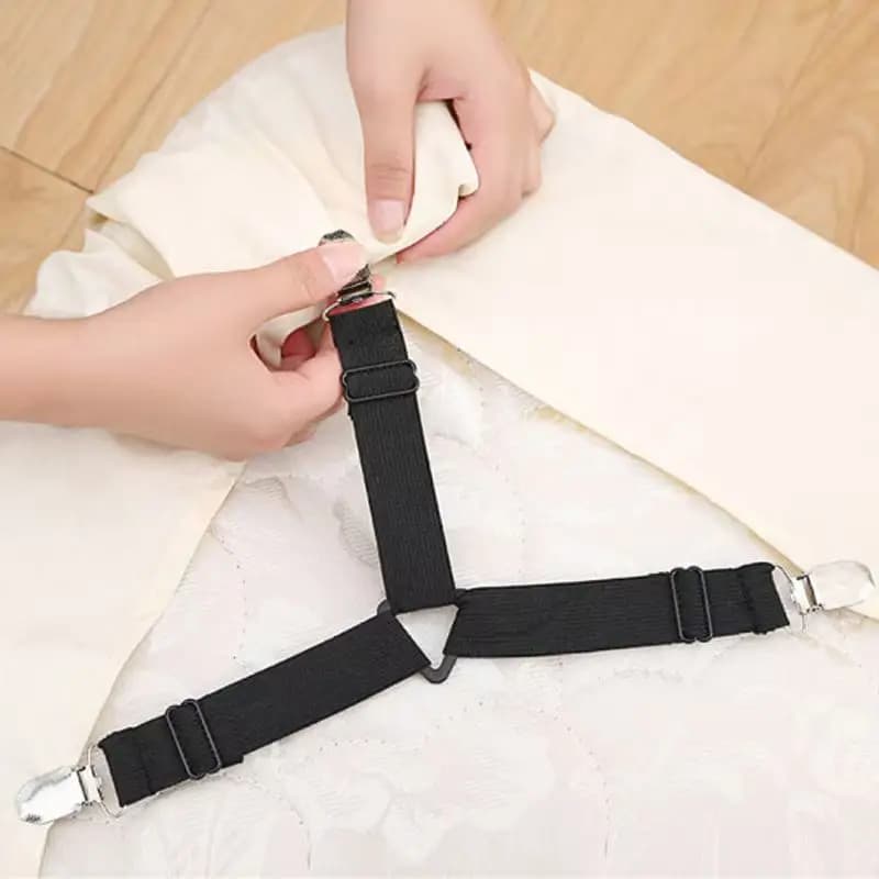 Fermagli universali per lenzuola Buzz, elastici e regolabili, con cinghie incrociate, kit antiscivolo per copridivano BHL1622-FRO