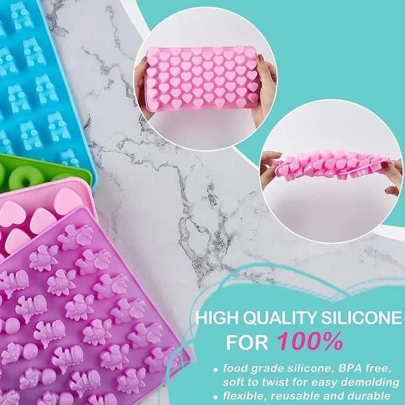 Stampo per caramelle con contagocce fai da te, cuore dinosauro stella conchiglia in silicone, vassoio per cubetti di ghiaccio, stampo per fondente per caramelle QQ