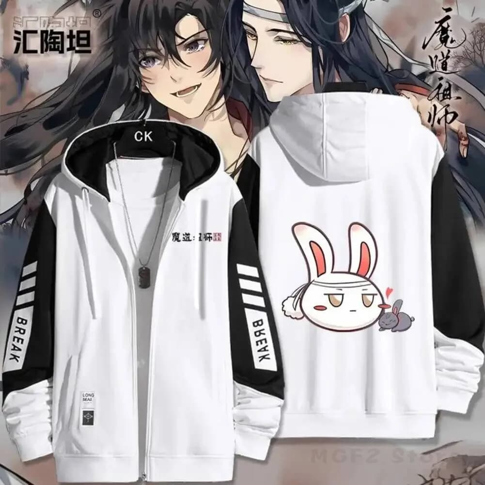 Dao Mo Zu Shi Wei Wuxian Lan WangJi Costum Long Sleeve Print Jacket Zipper Hoodie Women Men FashionHooded CostumesRabbit versio