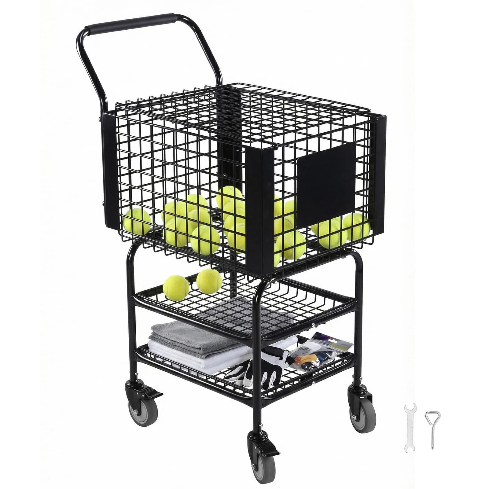 Carrello Portapalle da Tennis di Grande Capacità, Contiene 350 Palline, per Insegnamento e Uso in Campo