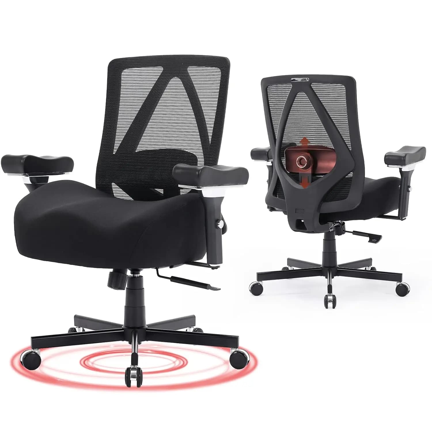 Sedia da ufficio grande e alta da 500 libbre, sedia da scrivania ergonomica con ampio cuscino spesso, sedia da ufficio direzionale in rete con, personalizzata
