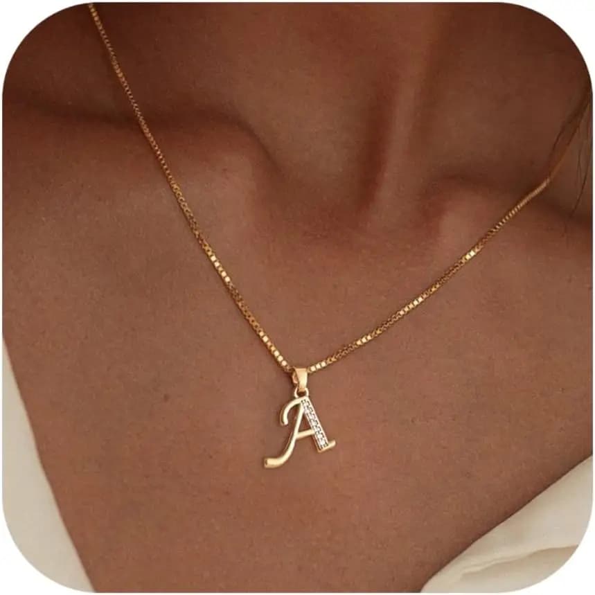 Collana iniziale da donna Ciondolo con lettera a catena placcata in oro 14 carati, collana con nome alla moda, regalo di gioielli personalizzati delicati per lei