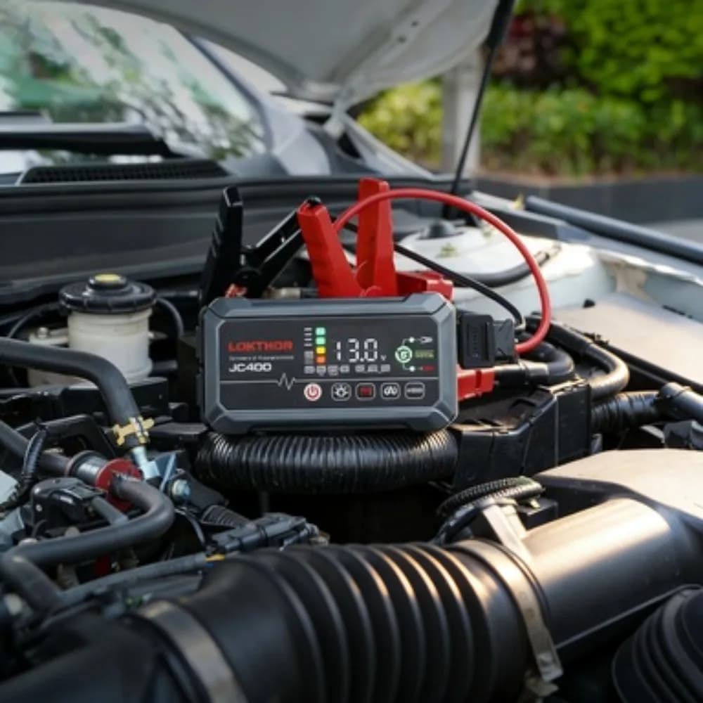 Spedito dagli USA: Caricabatterie e Avviatore d'Emergenza JC400 9-in-1, 2500A 12V, Portatile per Auto fino a 8.5L Benzina/6.5L Diesel
