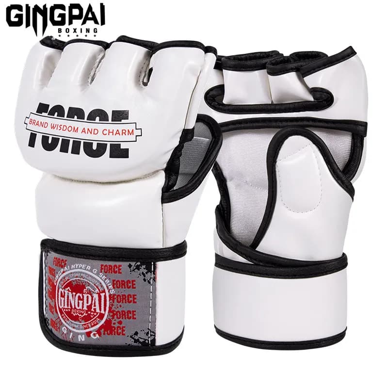 Half Gloves MMA Kick Boxing Fighting Gloves, heavy punching bag without fingers with padded gloves for Kickboxing Sparring Muay Thai