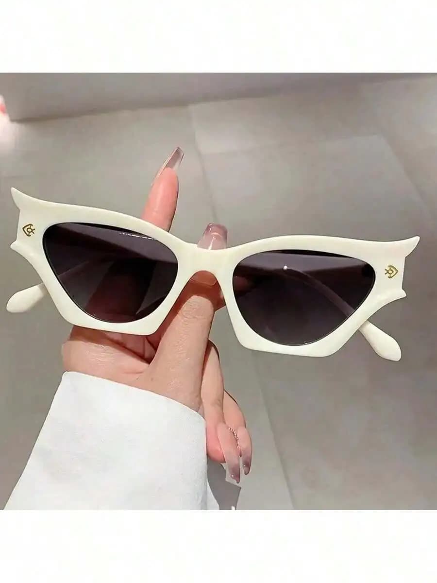 Cat Eye Fashion Sunglasses For Women Unique Retro Design White Frame