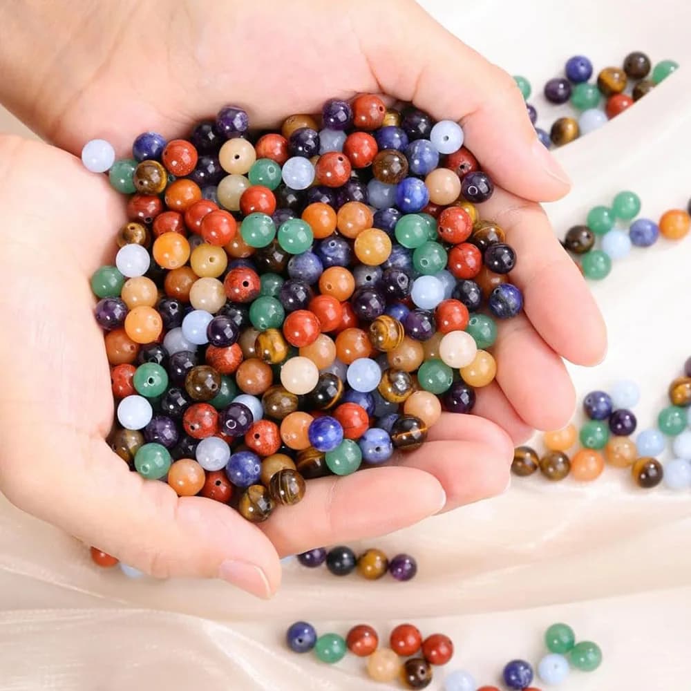 Natural Gemstone Beads Round Loose Beads Healing Crystals Energy Stone for DIY Chakra Bracelet Necklace Jewelry Making Supplies