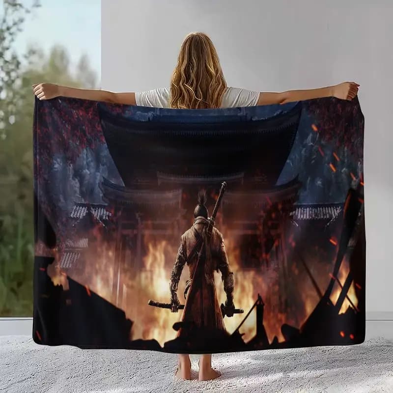 Sekiro SHADOWS DIE TWICE Game Flannel Blanket,Ultra Soft Warm Plush Throw for Home Bedroom Bed Sofa Cover Office Camping Picnic