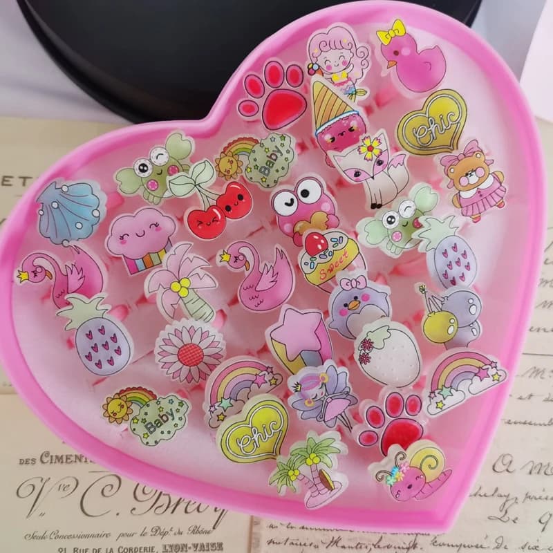 10 pezzi anelli per bambini simpatico cartone animato Kawaii mini principesse anello per bambini neonata accessori giocattolo festa regalo di compleanno senza scatola