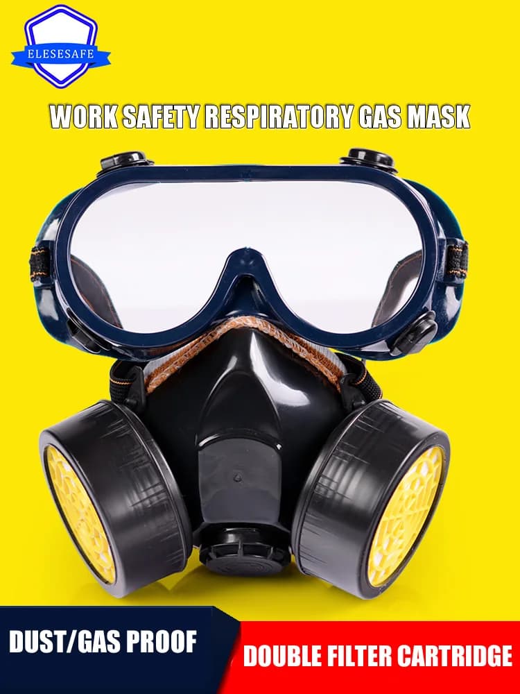 Doppi filtri Polvere Gas Respiratore chimico Occhiali di sicurezza sul lavoro Maschera protettiva per verniciatura a spruzzo industriale Vapor organico