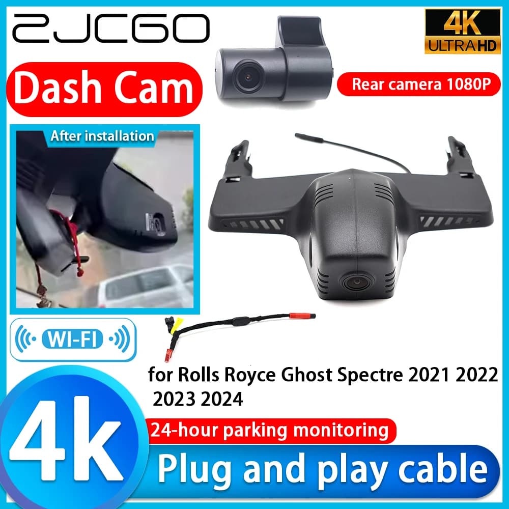 ZJCGO for Rolls Royce Ghost Spectre 2021 2022 2023 2024 Video Recorder 4K UHD Plug and Play DVR Auto Dash Cam