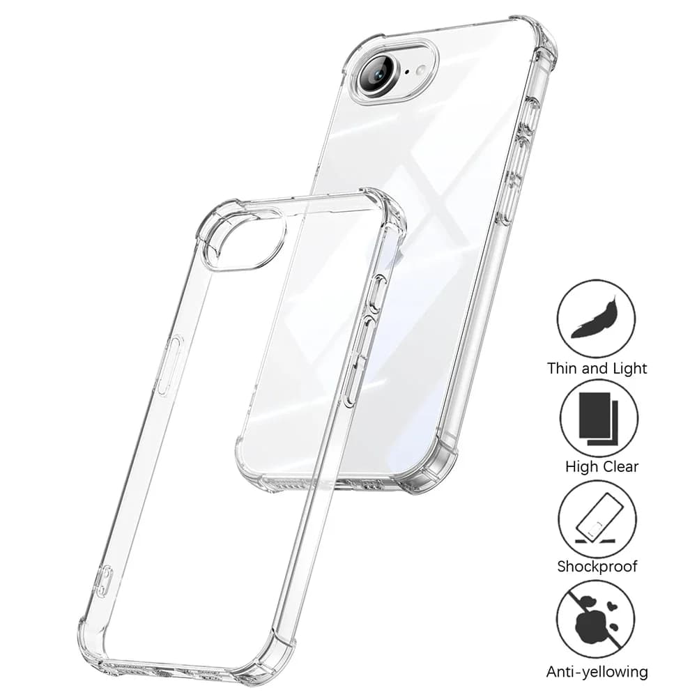 Custodia Morbida in Silicone Antiurto di Lusso per iPhone 17E, Cover Posteriore Sottile Trasparente per iPhone 16E, Guscio Trasparente Coque