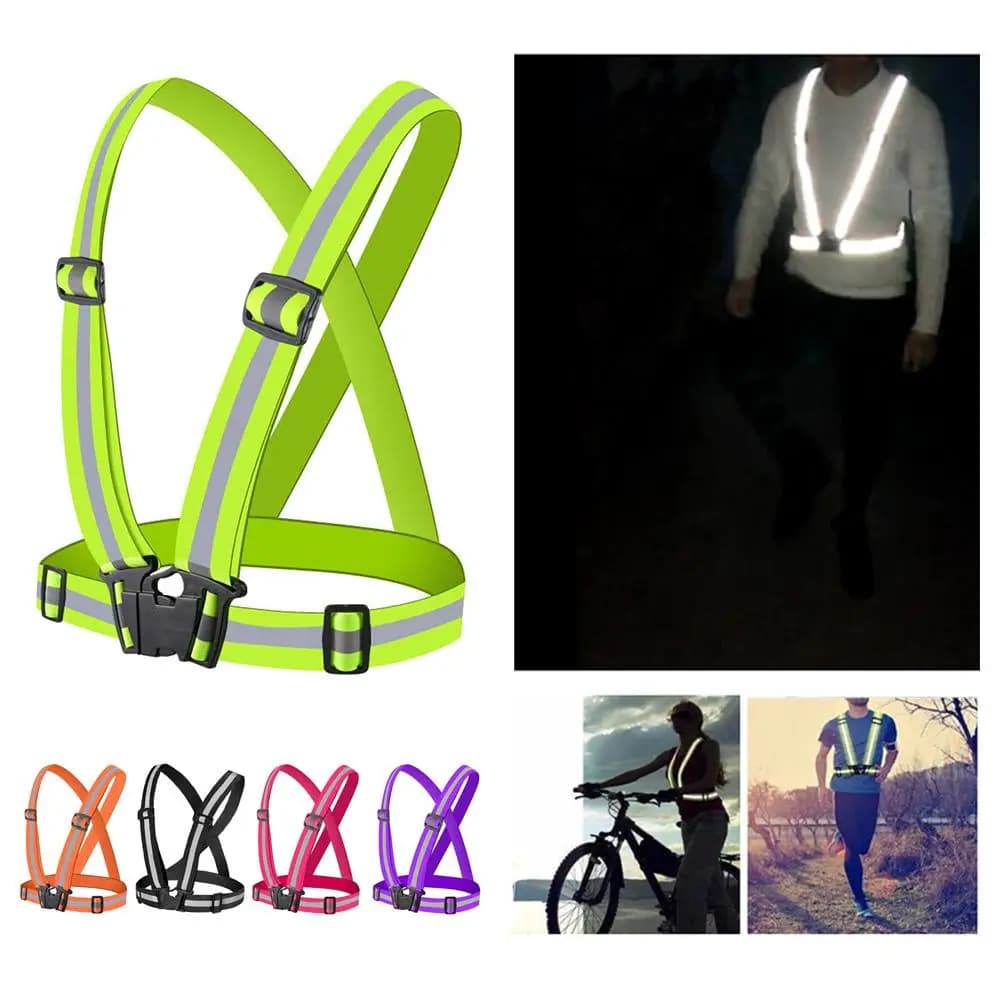 Gilet di sicurezza riflettente ad alta visibilità, cinghie regolabili gialle, per corsa notturna, ciclismo, camminata, abbigliamento di sicurezza per sport all'aria aperta