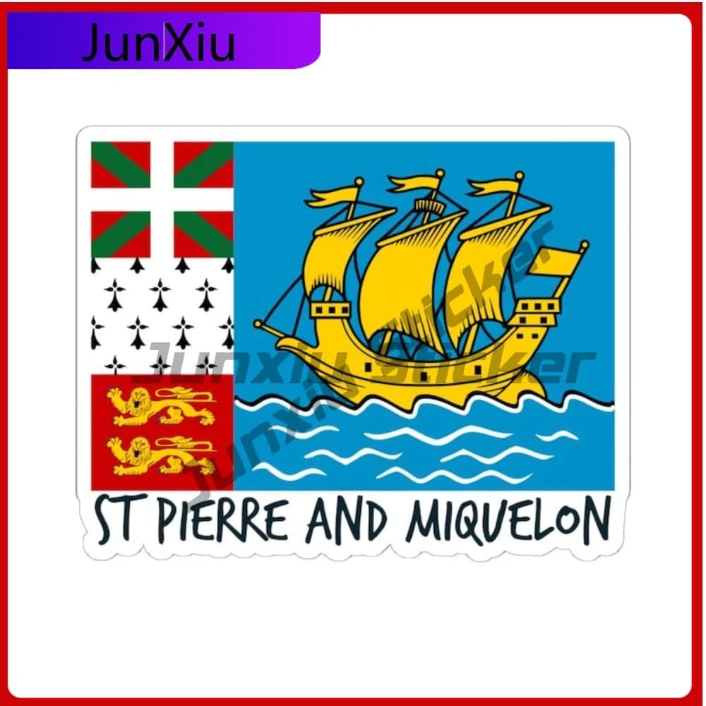 Adesivo da viaggio con bandiera di San Pierre e Miquelon Territorie francesi Decal Mappa Etichetta souvenir Adesivi Laptop Tablet Paraurti per auto Bodywor