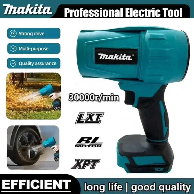 Soffiatore Violento Makita 22000 RPM Turbo Jet Fan 18V, Soffiatore d'Aria Elettrico Ricaricabile con Luce, Strumento per la Pulizia dell'Auto