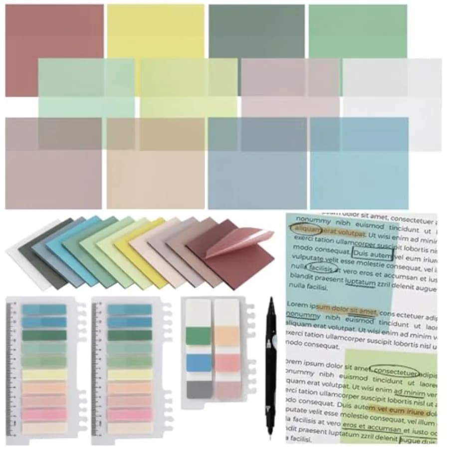 1120 Sheets Transparent Clear Sticky Notes with Pen, 3x3 Inch Bulk Translucent Sticky Notes Set for Bible Tabs, Book Tabs, Offi