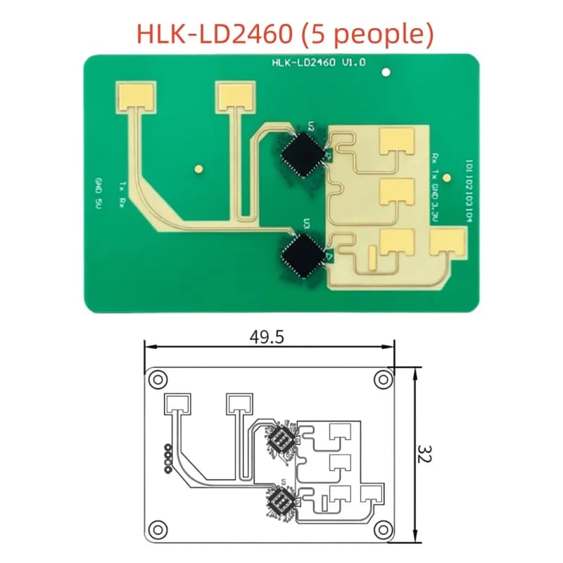 HLK-LD2460 LD2450 24G radar sensor tracking module millimeter wave multi target trajectory localization smart home state ld2460