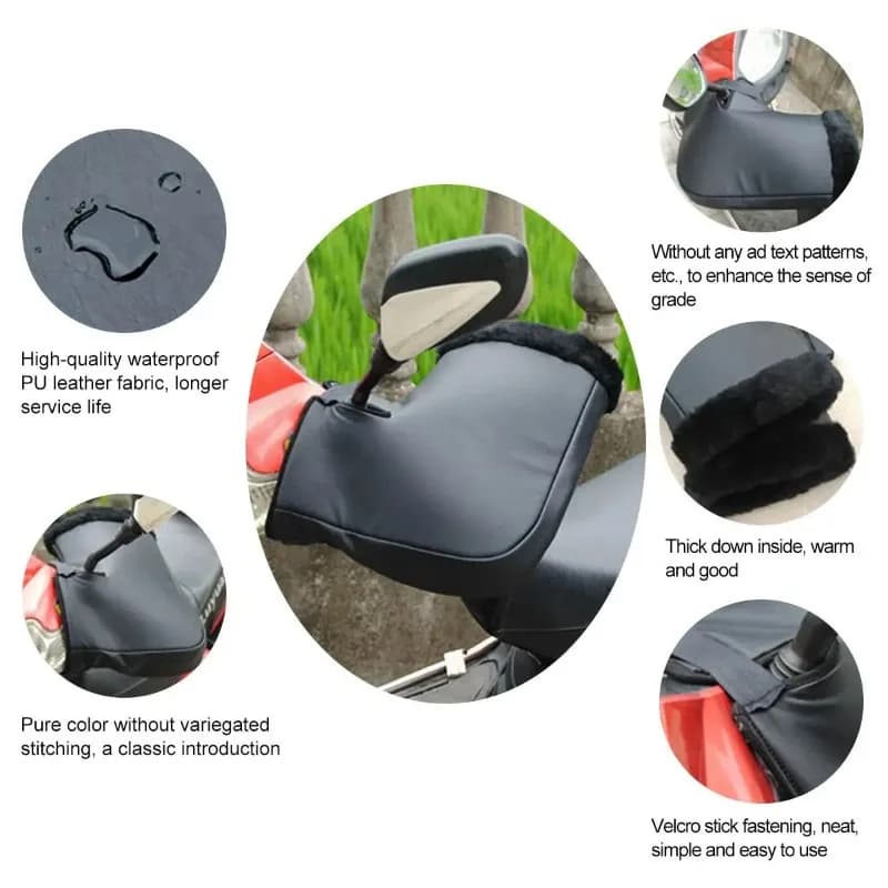 Manopole Termiche Invernali in PU Antivento per Manubrio Moto, Guanti Universali per Moto e Scooter