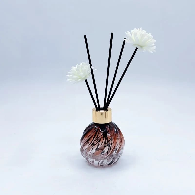 4 Bottiglie Sferiche Texturizzate da 100ml per Diffusori di Aromi in Rattan, Bottiglie Vuote in Vetro Spesso per Riempimento Fai-da-Te di Profumi e Oli Essenziali, Adatte per Camere da Letto, Soggiorni e Hotel