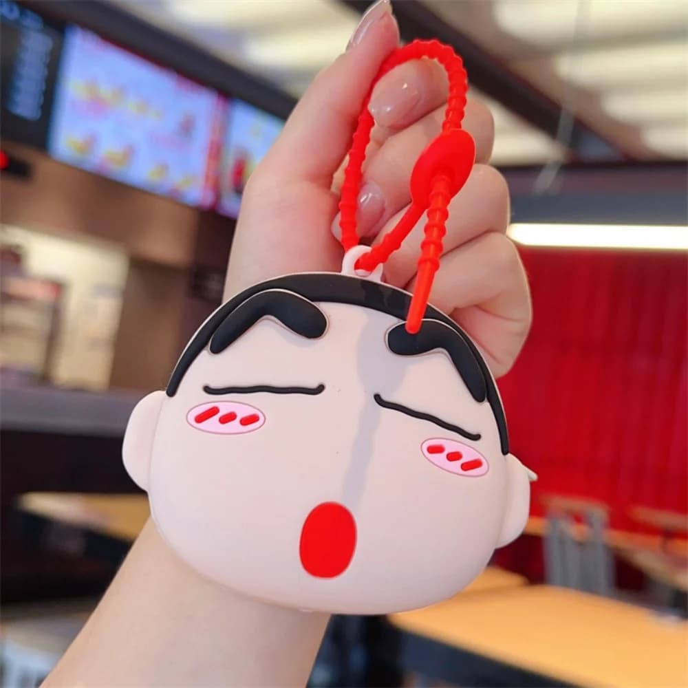 Portamonete in Silicone Morbido Crayon Shin-chan, Pochette Multifunzionale con Cerniera, Portachiavi Cartoon Portatile per Monete, Auricolari e Chiavi