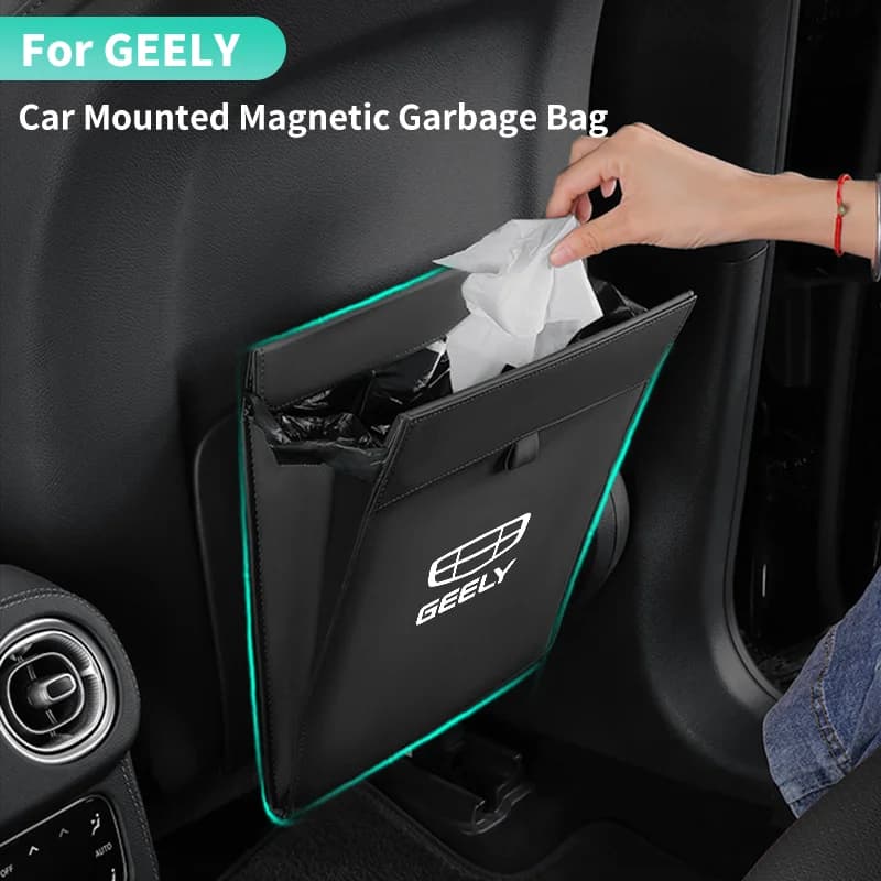 Adsorbimento magnetico Auto Sacchetto della spazzatura Bidone della spazzatura Sedile Appeso Contenitore della spazzatura Bidone della spazzatura per Geely Geometry Panda LC Coolry Emgrand GX2