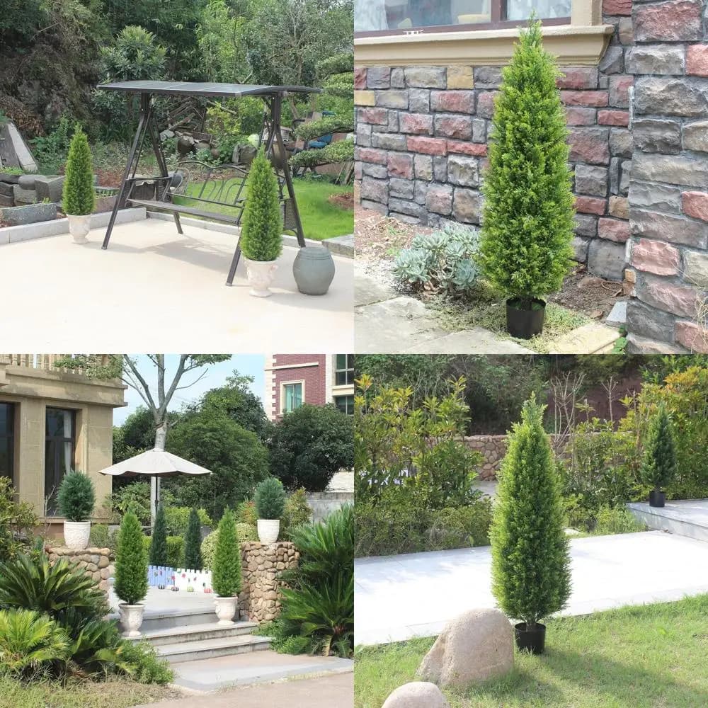 Alberi Topiari Artificiali e Siepi di Bosso da 1,2 m - Piante in Vaso Resistenti ai Raggi UV per Esterni, per Portico o Giardino