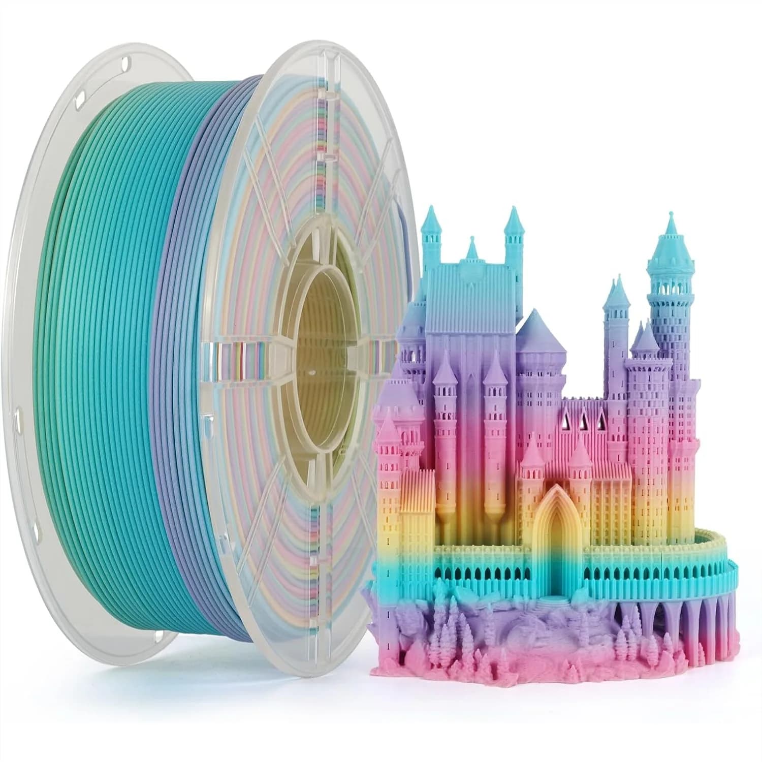 Filamento PLA Opaco Arcobaleno 1.75mm 1kg, Precisione Dimensionale ±0.02mm per la Maggior Parte delle Stampanti 3D