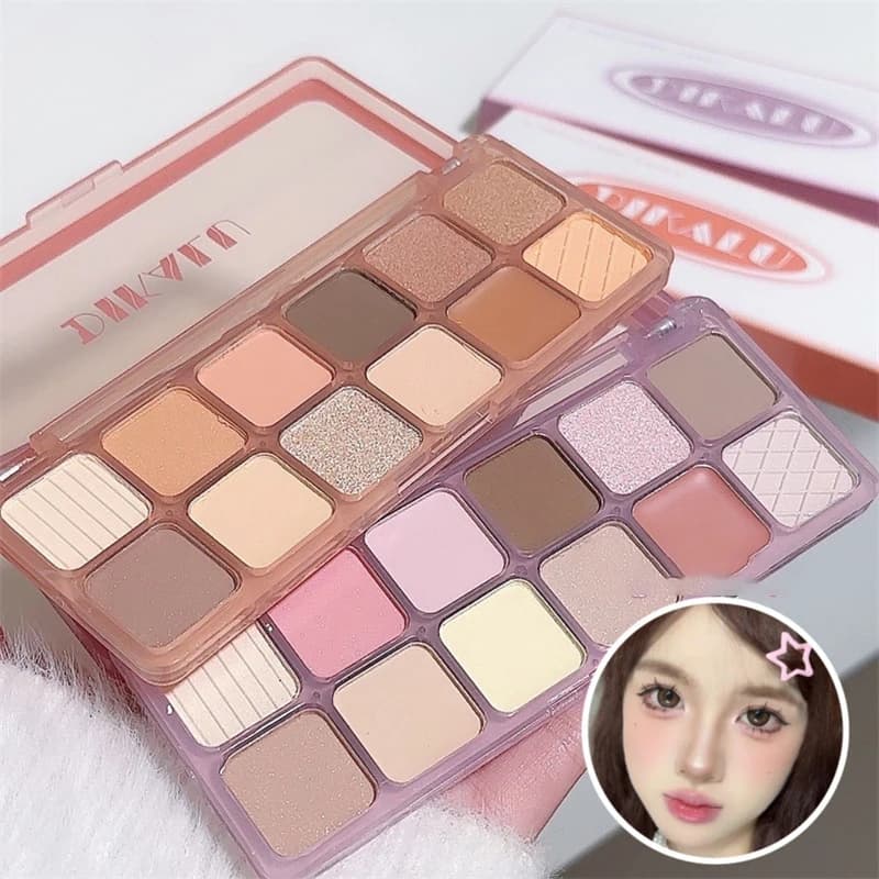 DIKALU Palettes Diamond Shades Peach Kumquat Nude Pink Purple Pearl Glitter Korean Shades Fascinating for Contour Eyes