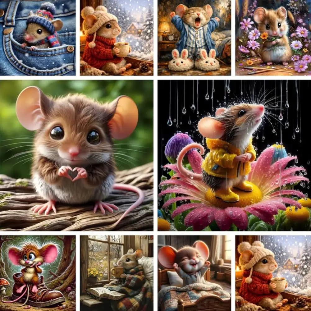 Diamond Painting Kit Field Mouse Hamster Full Drill New Mosaic Cross Stitch Paint with Diamonds Cute Pet Kids Birthday Gift