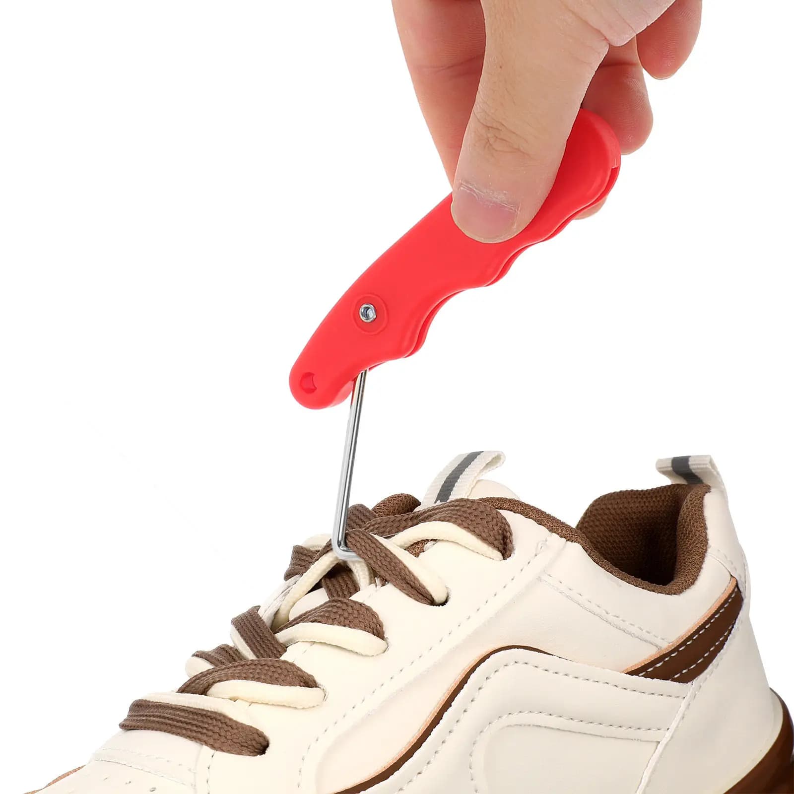 Tendilaccio Pieghevole Rosso per Pattini da Ghiaccio, Strumento di Tensionamento con Gancio in Acciaio Inossidabile, Tendilaccio Rapido per Pattini da Hockey e Pattini Artistici