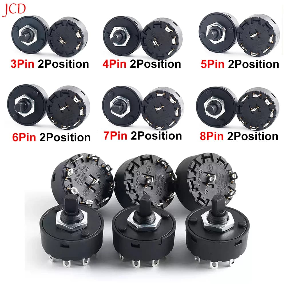 JCD 1 piece Knob Switch 3/4/6/7/8/9Pin 2/3/5/6/7/8 Position Rotary Switch For Electric Oven Teapot Juicer Blender Power Switch